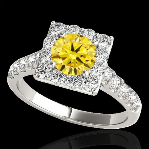 2.5 ctw Certified SI/I Fancy Intense Yellow Diamond Ring 10k White Gold - REF-313G6W