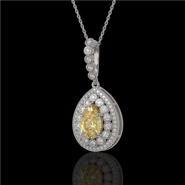 4.17 ctw Canary Citrine & Diamond Victorian Necklace 14K White Gold - REF-127W3H