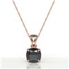 Image 2 : 3 ctw Cushion Cut Black Diamond Designer Necklace 14k Rose Gold - REF-105M5G