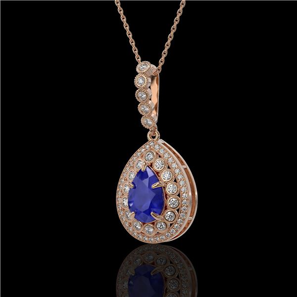 4.97 ctw Sapphire & Diamond Victorian Necklace 14K Rose Gold - REF-160H2R