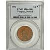 Image 1 : 1773 Virginia Halfpenny, Period MS64 Red PCGS