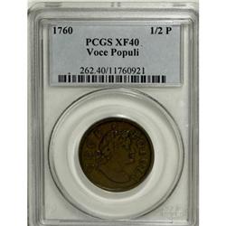 1760 1/2P Hibernia-Voce Populi Halfpenny XF40