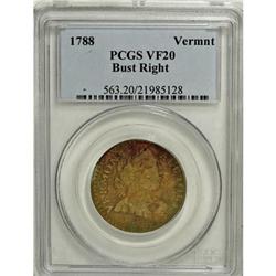 1788 COPPER Vermont Copper, Bust Right VF20