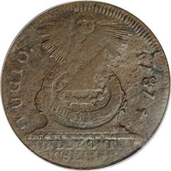 1787 Fugio Cent, No Cinquefoils, Newman 1-L, R.6