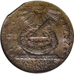 1787 Fugio Cent MS62 Brown ANACS Clipped N. 13-X