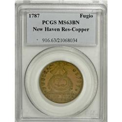 1787 1C Fugio Cent, New Haven Restrike, Copper