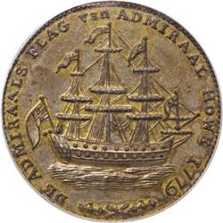 Rhode Island Ship Token, Wreath, Brass MS64 PCGS