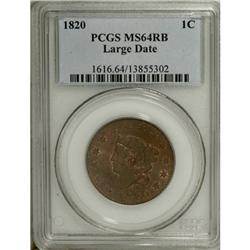1820 1C Large Date MS64 Red and Brown PCGS