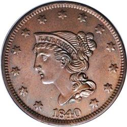 1840 1C Large Date MS66 Brown PCGS