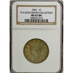 1841 1C MS62 Brown NGC