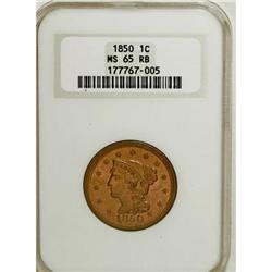 1850 1C MS65 Red and Brown NGC