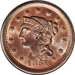 1851 1C MS67 Red and Brown NGC