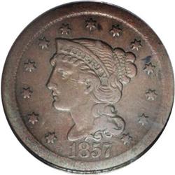 1857 1C Large Date VF35 PCGS