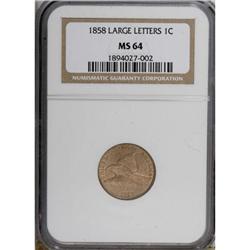 1858 1C Large Letters MS64 NGC