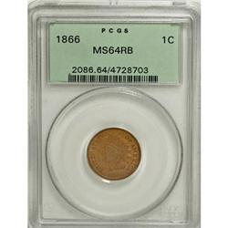 1866 1C MS64 Red and Brown PCGS