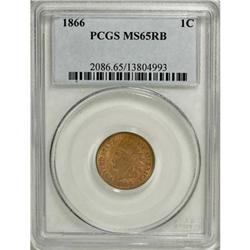 1866 1C MS65 Red and Brown PCGS