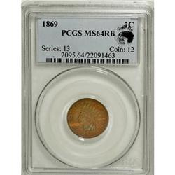 1869 1C MS64 Red and Brown PCGS