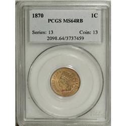 1870 1C MS64 Red and Brown PCGS