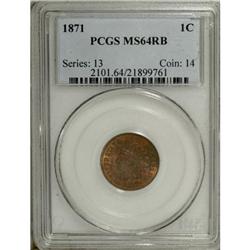 1871 1C MS64 Red and Brown PCGS
