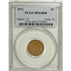 1871 1C MS64 Red and Brown PCGS