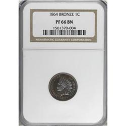 1864 1C Bronze No L PR66 Brown NGC