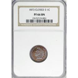 1873 1C Closed 3 PR66 Brown NGC