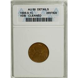 1909-S VDB 1C AU58 Cleaned ANACS