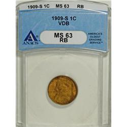 1909-S VDB 1C MS63 Red and Brown ANACS