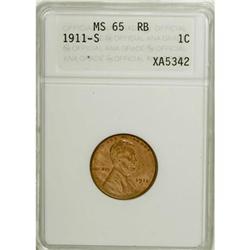 1911-S 1C MS65 Red and Brown ANACS