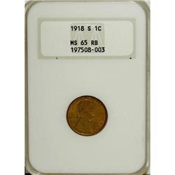 1918-S 1C MS65 Red and Brown NGC