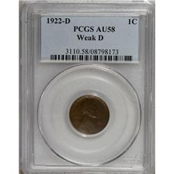 1922-D 1C Weak D AU58 PCGS