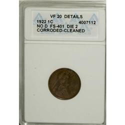 1922 No D 1C Strong Reverse VF20 Details ANACS