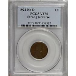 1922 No D 1C Strong Reverse VF30 PCGS