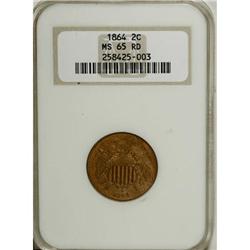 1864 2C Large Motto MS65 Red NGC
