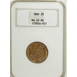 1865 2C MS65 Red NGC