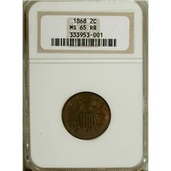 1868 2C MS65 Red and Brown NGC