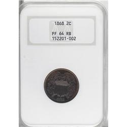 1868 2C MS64 Red and Brown NGC