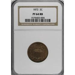 1872 2C PR64 Red and Brown NGC