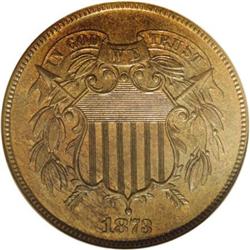 1873 2C Closed 3 PR64 Red and Brown NGC