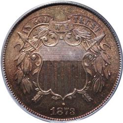 1873 2C Closed 3 PR65 Red and Brown PCGS