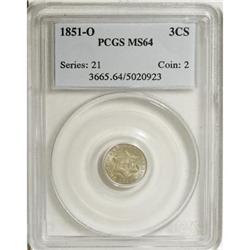 1851-O 3CS MS64 PCGS