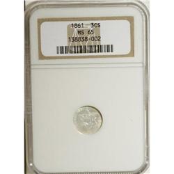 1861 3CS MS65 NGC