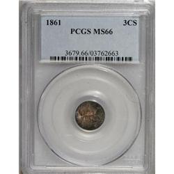 1861 3CS MS66 PCGS