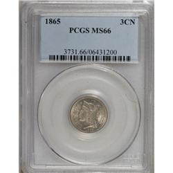 1865 3CN MS66 PCGS