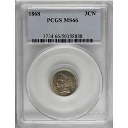 1868 3CN MS66 PCGS