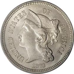 1873 3CN Closed 3 MS66 PCGS