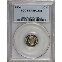 1866 3CN PR65 Cameo PCGS