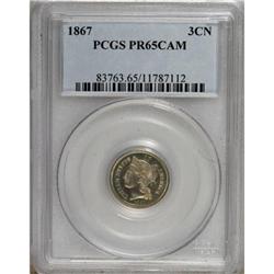 1867 3CN PR65 Cameo PCGS