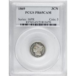 1869 3CN PR65 Cameo PCGS
