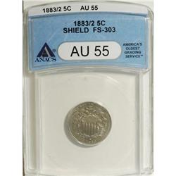 1883/2 5C AU55 ANACS FS-013.2